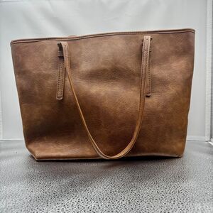 Urban expression Brown, leather  large shoulder‎ bag pre-loved striped lining